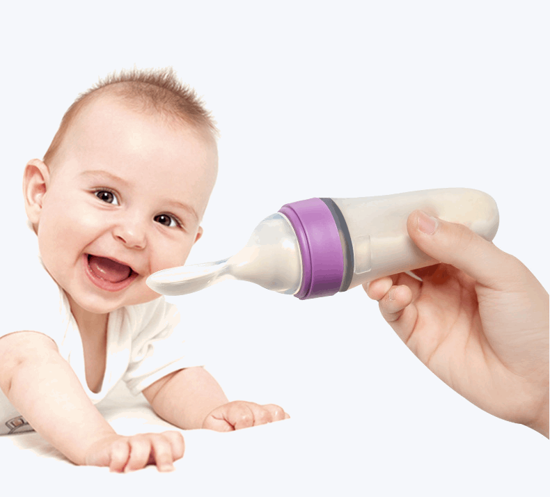 Baby Feeding Bottle Toddler Silicone Squeeze Feeding Spoon