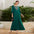 Embroidered Round Neck, Flared Sleeves, Mid-Sleeves, Big Skirts, Long Skirts, Urban Long Dresses