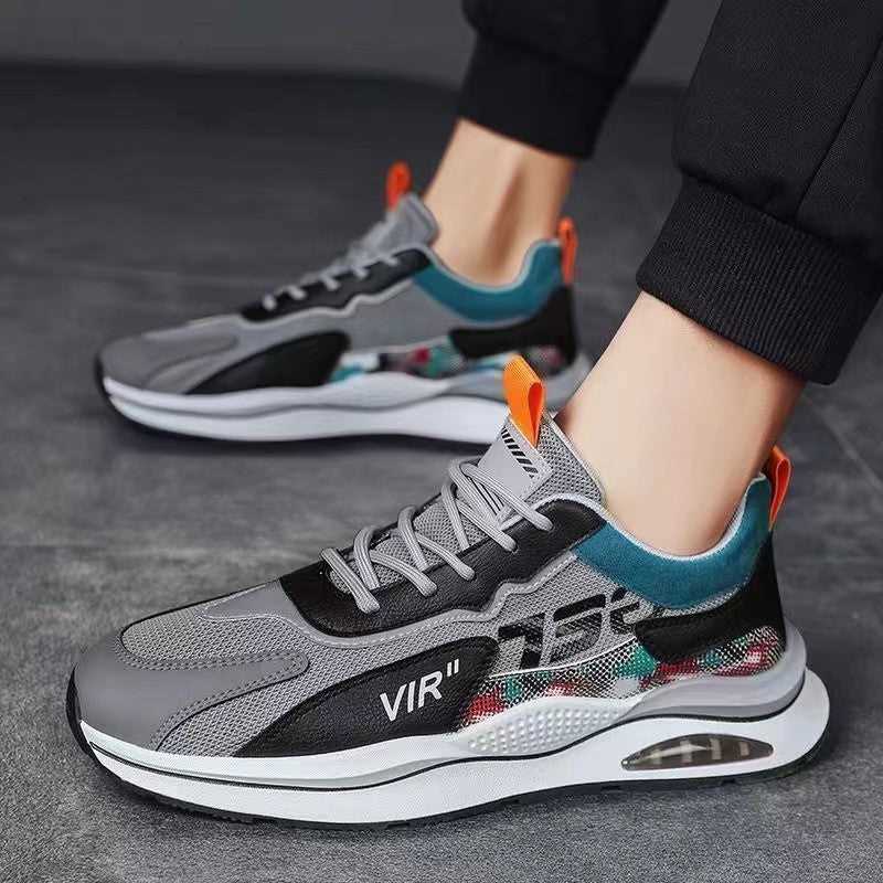 Air Cushion Mesh Sneakers Personalized Fashion Lace Up Sports Shoes Men Casual Versatile Breathable Walking Running Shoes