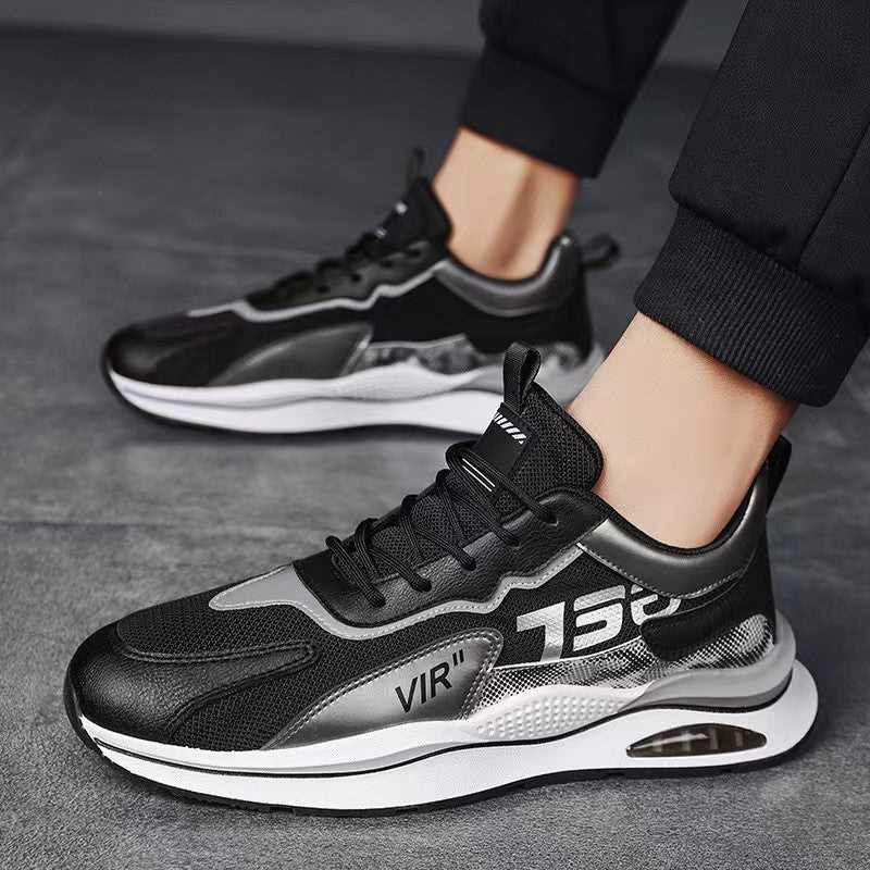 Air Cushion Mesh Sneakers Personalized Fashion Lace Up Sports Shoes Men Casual Versatile Breathable Walking Running Shoes