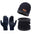 Conjunto de tres piezas de guantes y bufanda de invierno para hombre, gorro de punto cálido con forro polar